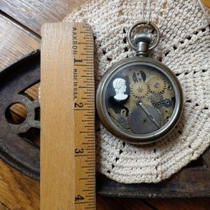 Upcycled vintage pocket watch necklace pendant